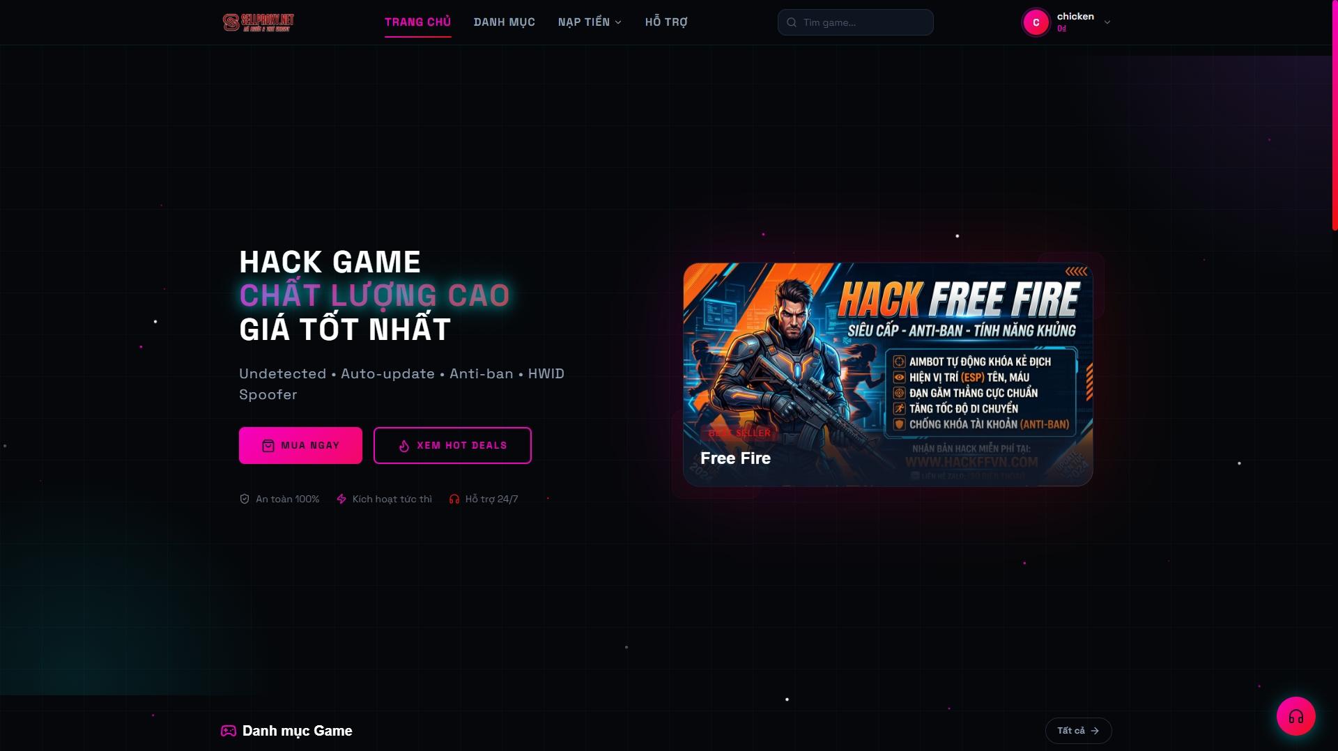 Shop bán key hack game